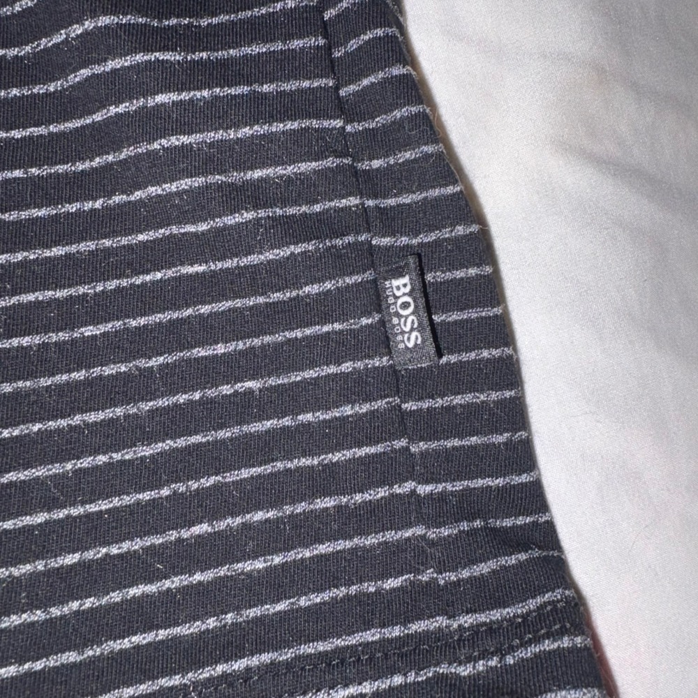 HUGO BOSS Men's Slim Fit Striped T-Shirt Gray Black Size XXL - Picture 5 of 10